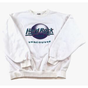 Hard Rock Cafe Canada Vancouver Sweatshirt White Classic Logo Med
